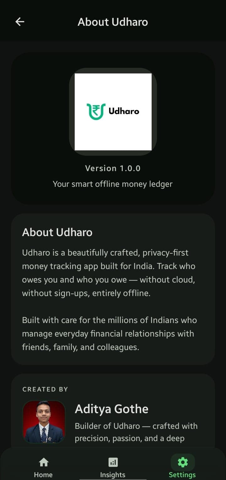 Udharo app — Settle Up