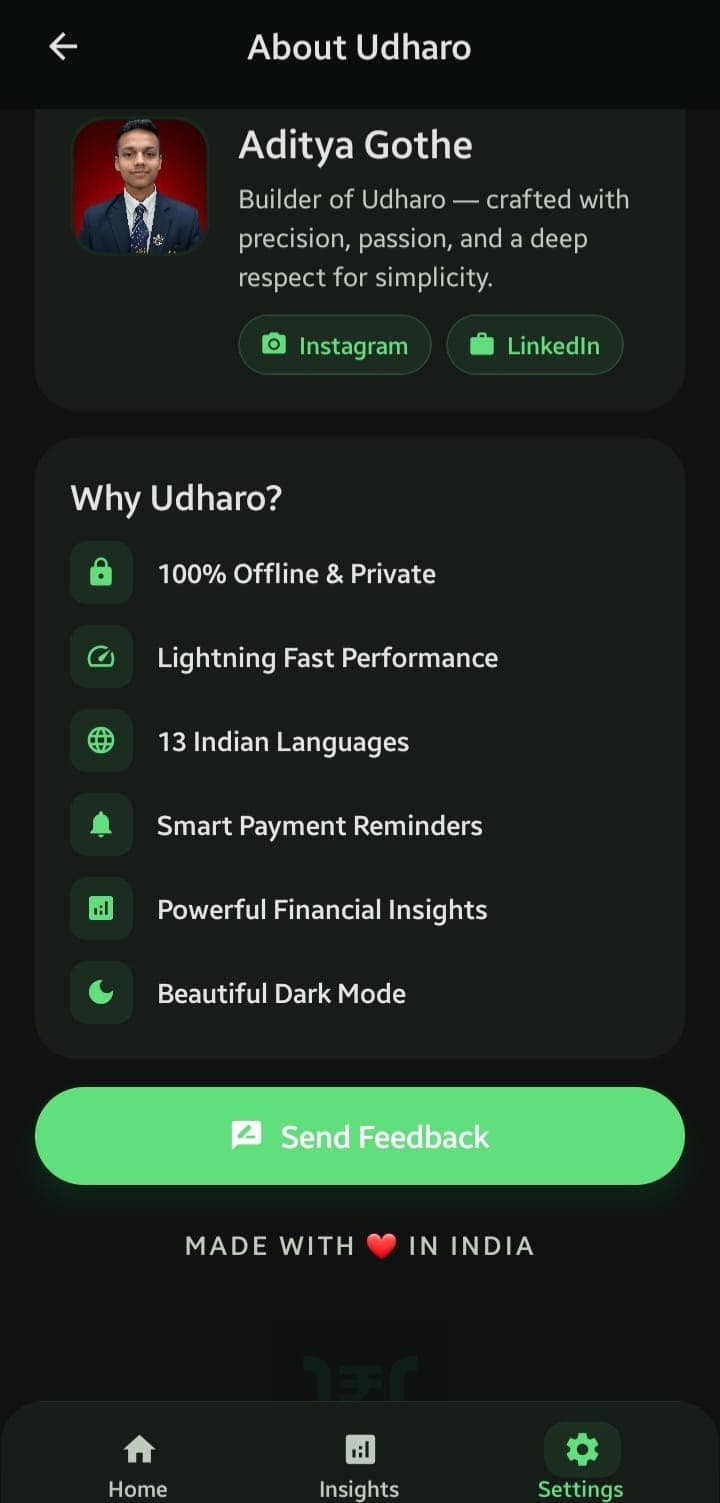 Udharo app — Summary